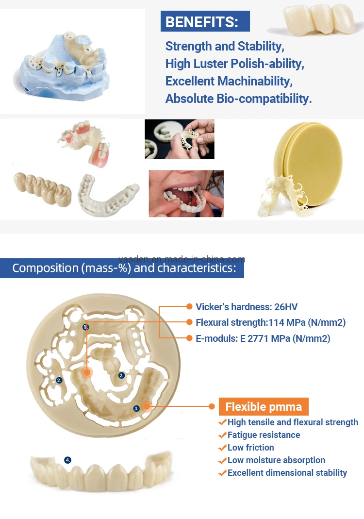 PMMA Milling Block Fully Transparent PMMA Disc for Dental Temporary Crown